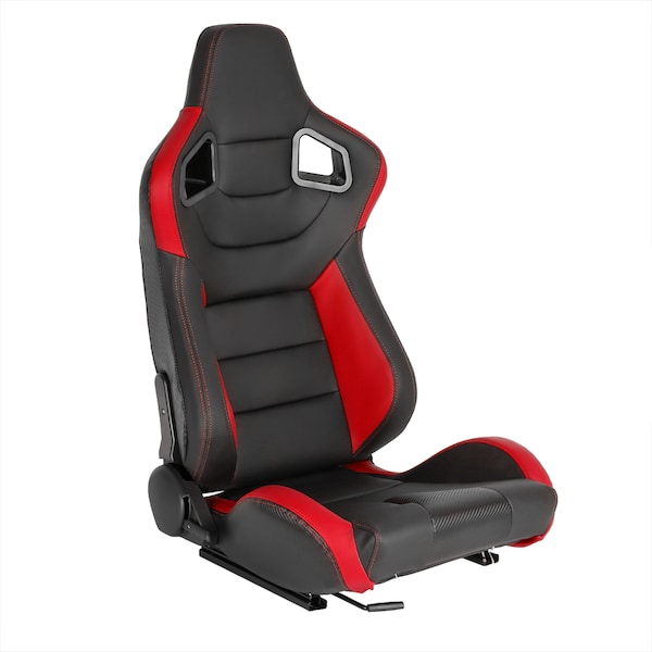 Spec-D Tuning Racing Seat - Black With Red  Pvc - Right Side RS-2855R